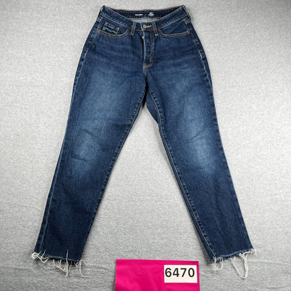 Old Navy High Rise Curvy OG Straight Womens Size 6 Blue Distressed